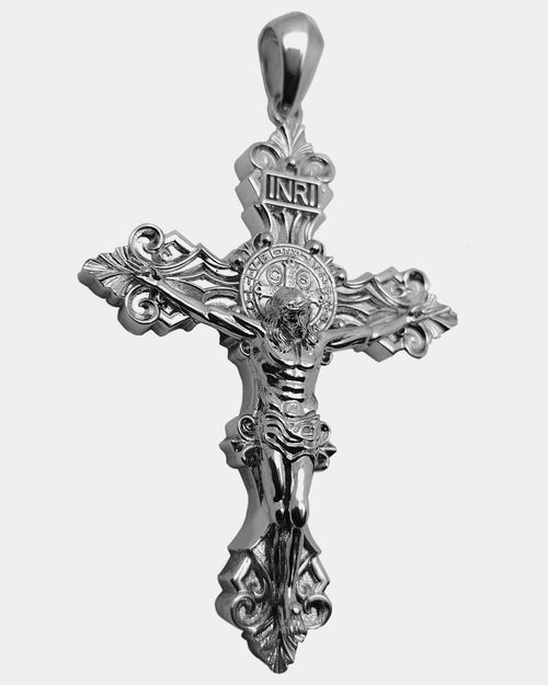 925. Sterling Silver Handcrafted Crucifix Jesus INRI Cross Pendant Necklace