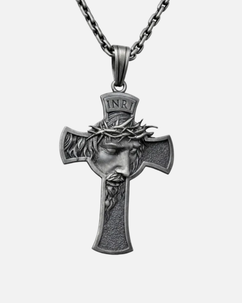 925. Sterling Silver Handcrafted Jesus Face Pendant Necklace